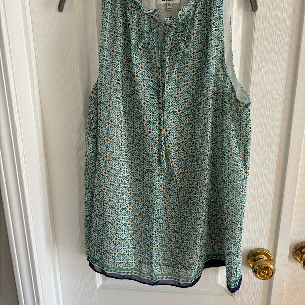 Max Studio Green Tie Front Blouse